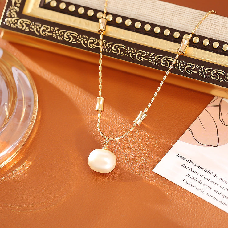 Sugar Pearl Bamboo Necklace High-end Simple Stud Earrings